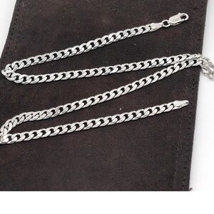 Sterling Silver Cuban Style Chain 925 Signed Made in Italy 20" 6mm